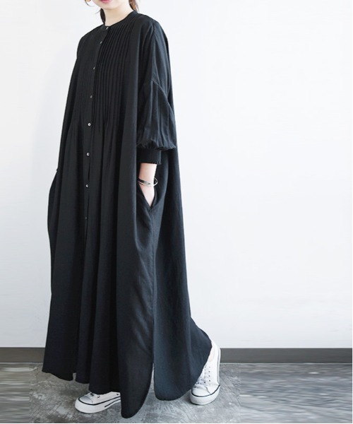 オフィス大人人気シャツワンピースロングパンツオールインワン シャツワンピース ロング レディース[品番：AGCW0004777