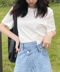 Amulet/アミュレット Amulet シンプル半袖Tシャツ おしゃれ 可愛い シンプルデザイン ウエストイン 合わせやすい 無地 春 夏 秋 レディース/504625665