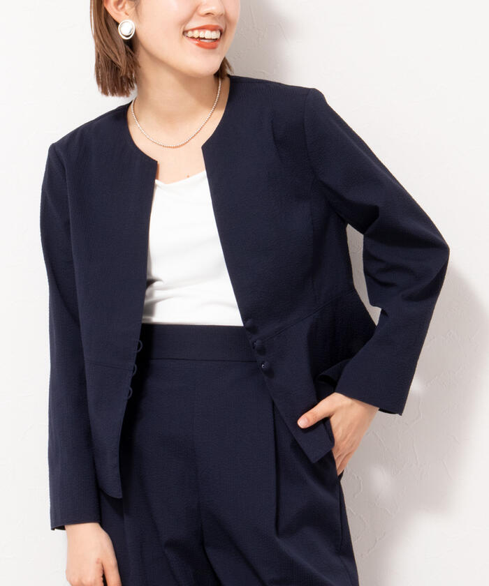 クーポン】【セール 30%OFF】◇【WEB限定】配色ノーカラー