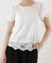 Lace Ladies/シフォンレース半袖ブラウス/504633505