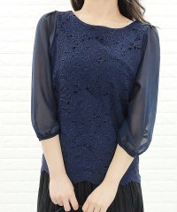 Lace Ladies/シフォンレース七分袖ブラウス/504633506