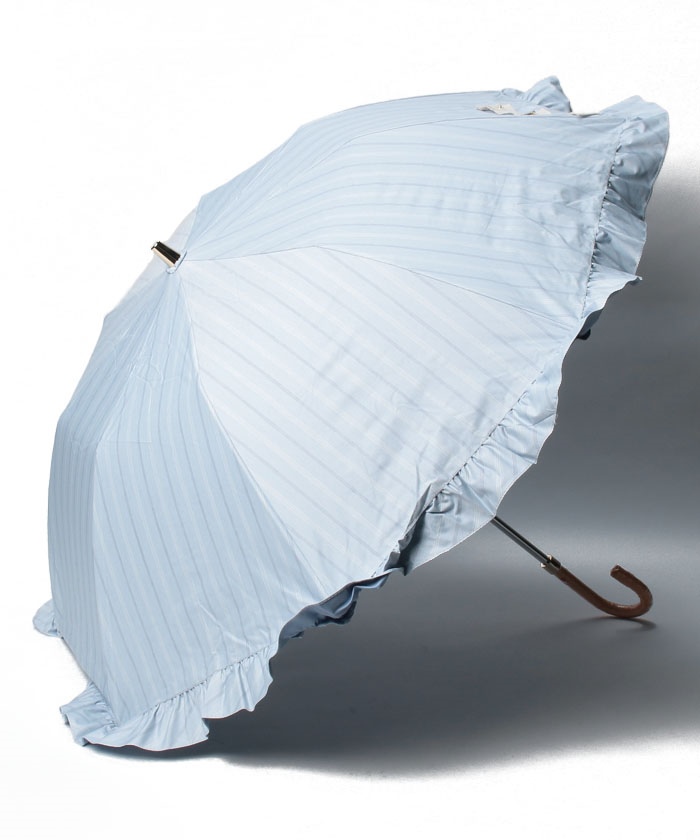 晴雨兼用折りたたみ日傘 ”ストライプフリル”(504490361) | ランバン 