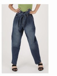 bombshell/ボムシェル bombshell パンツ・サルエルパンツ デニムパンツ ボーイフレンドデニム ハイウエスト ロングパンツ リボンベルト ゆったり カジュアル 衣装/504629600