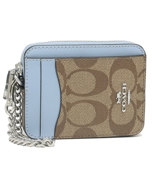 セール 50 Off コーチ アウトレット カードケース シグネチャー フラグメントケース ベージュ マーブルブルー レディース Coach C0058 Svtv2 コーチ Coach D Fashion