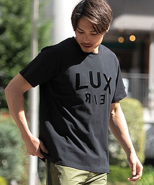 Luxe R 立体エナメルロゴプリントクルーネック半袖tシャツ メンズ 白t ブランド カジュアル 大人 綿 おしゃれ エナメル スポーツ カットソー 黒 エスビーセレクト Sb Select D Fashion