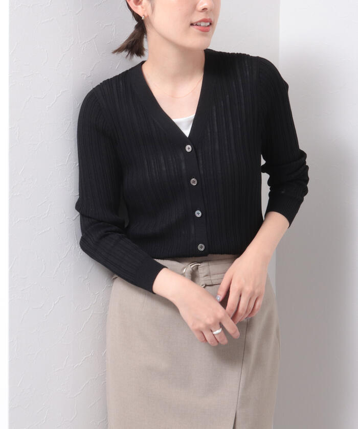 クーポン】【セール 50%OFF】擬麻ランダムリブVネック