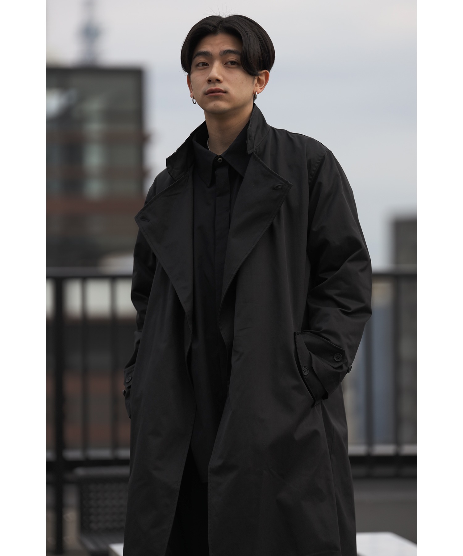 CREARE-LINO- 【2WAY】 スタンドカラー 解い ルーズ トレンチコート CREARE-LINO- 【2WAY】 スタンドカラー 解い ルーズ トレンチコート