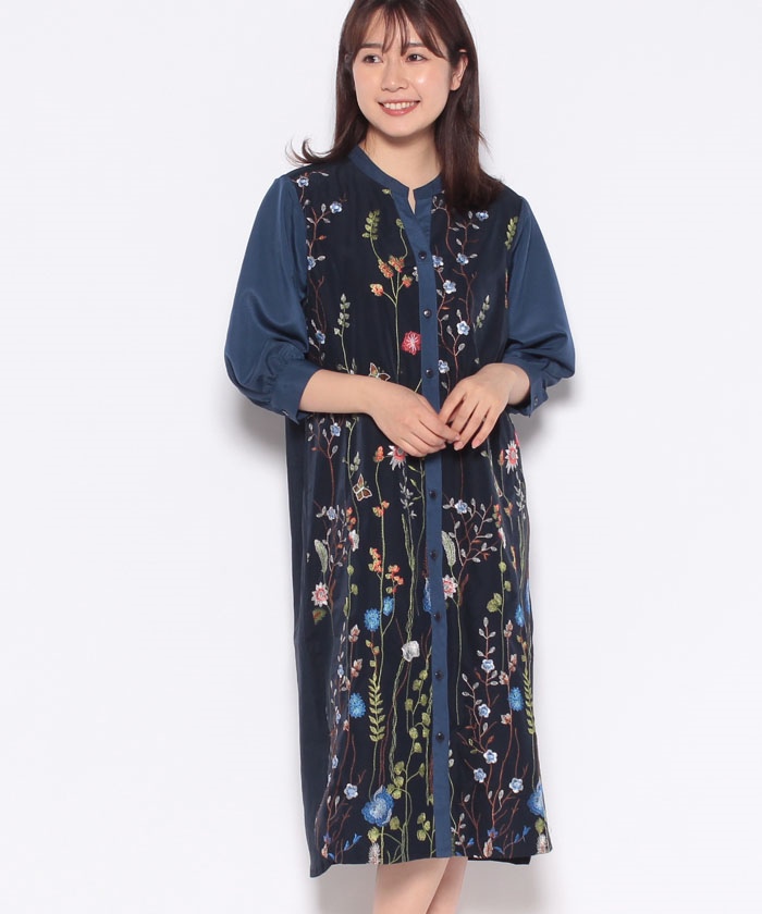 ⭐️DORIS VAN NOTEN ⭐️フラワープリント シャツワンピース新品タグ付 ボタニカルフラワー刺繍スキッパーシャツワンピース(504635698