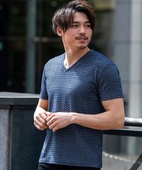 CavariA/CavariA ダブルシェブロン柄Vネック半袖Tシャツ メンズ ブランド 大人 カジュアル ファッション  シェブロン ストレッチ 細身 スリム カットソー カ/504643090