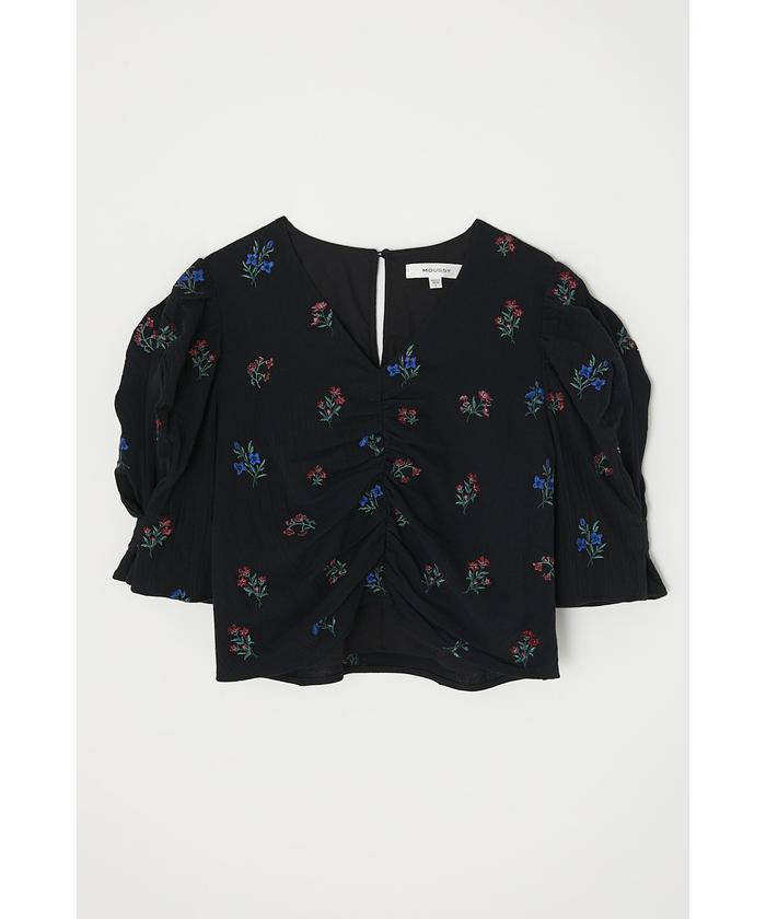moussy - moussy フラワーエンブロイダーブラウス 今季 花柄ブラウス moussy - moussy フラワーエンブロイダーブラウス 今季 花柄