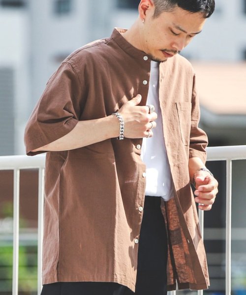 セール 50%OFF】コットンリネンバンドカラー半袖シャツ(504646846) コーエン(coen) d fashion 6部丈 トレーナー coen s