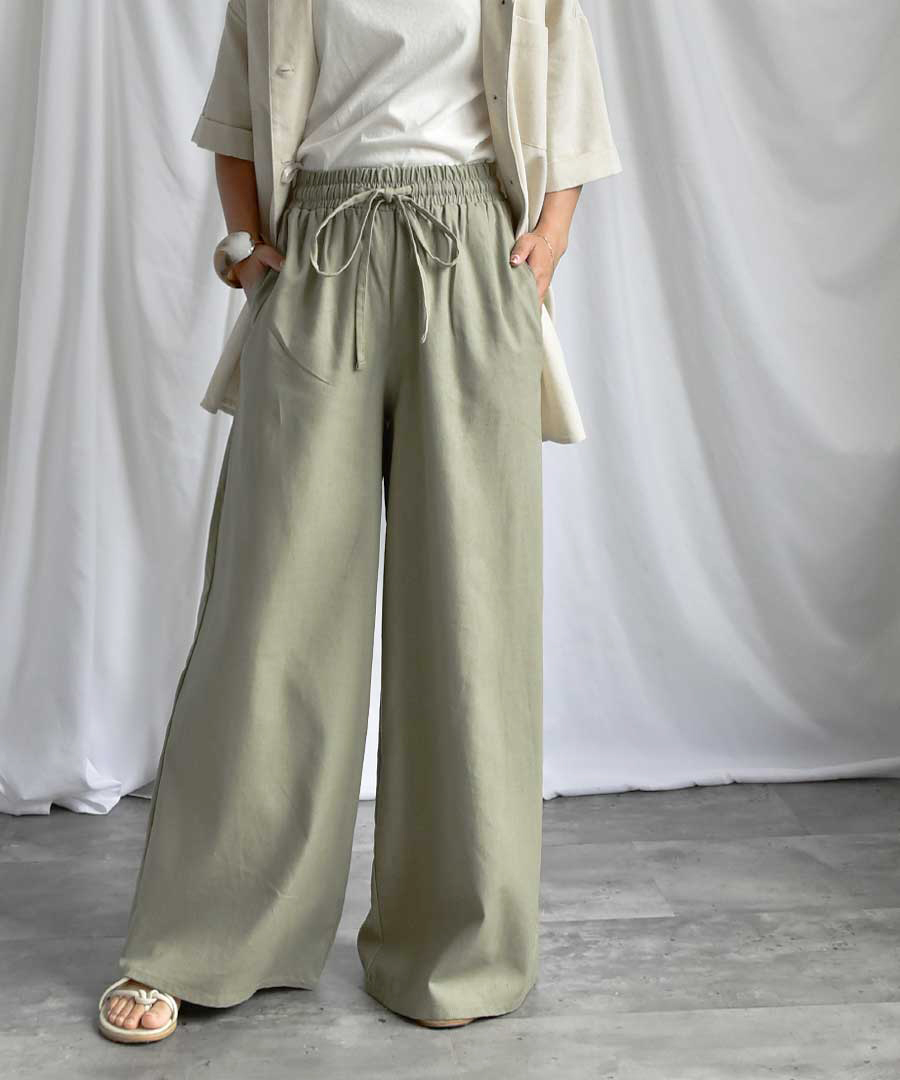 Cotton linen wide pants 22021 コットンリネンワイドパンツ リネン ...