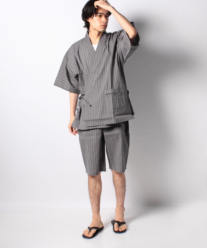 太ストライプ柄 甚平（パンツ前開き） M→LL | 商品詳細