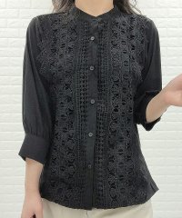 Lace Ladies/シフォンジョーゼットレース七分袖シャツ/504648719