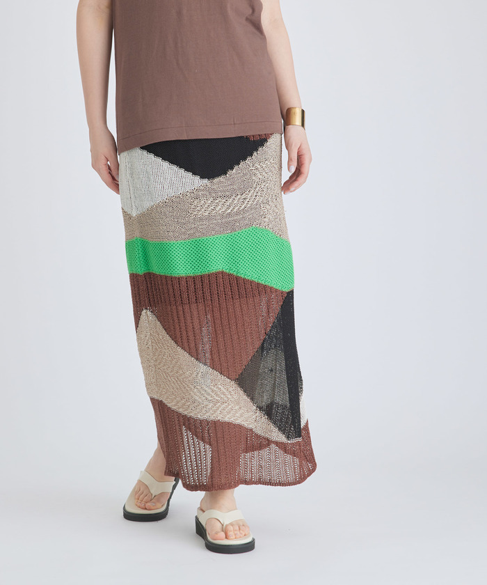 Millefeuille knit skirt (Black)
