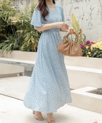 TeddyShop/テディショップ Teddyshop レディース Vネック花柄ウエスト絞りふんわりロングワンピース/504457055