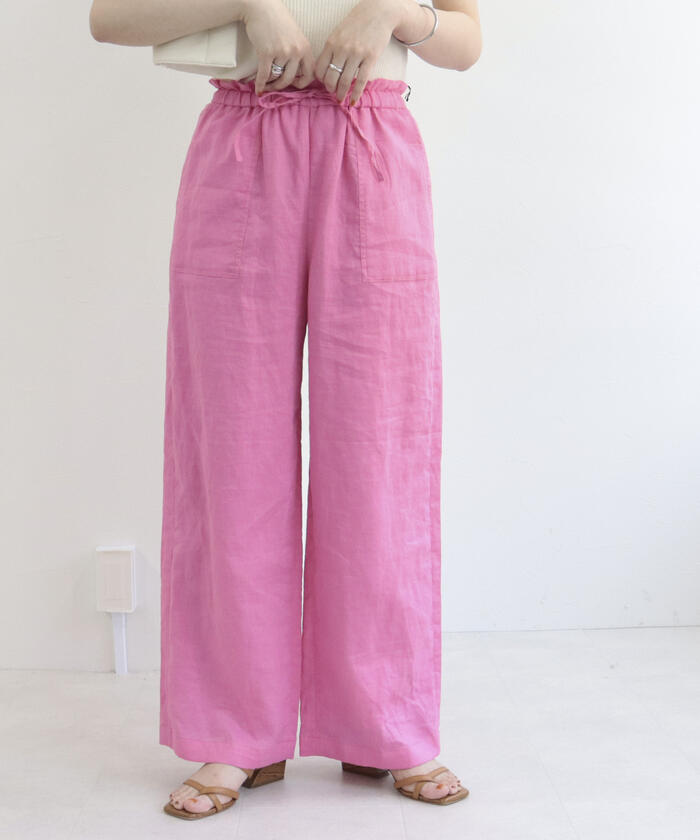 jujudhau ギャザーパンツ　リネン生地 jujudhau ギャザーパンツ リネン生地 レディース＊Linen ya