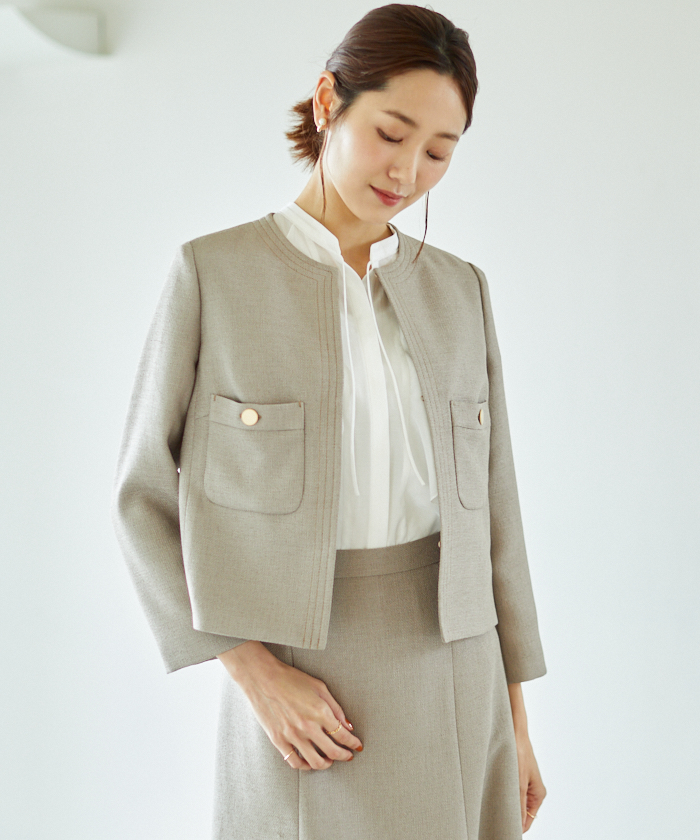 37%割引グレイ系,M激安通販 ANAYI アナイ ノーカラージャケット