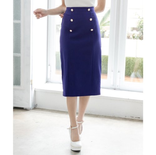 ジュリアブティック JULIA BOUTIQUE ロング丈・パールボタン付きタイト 