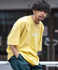 CavariA/CavariA 発泡バックプリントクルーネック半袖ビッグTシャツ メンズ ブランド 半袖 発泡プリント トップス ビッグ ロゴ ビッグシルエット 綿100% ビ/504660205