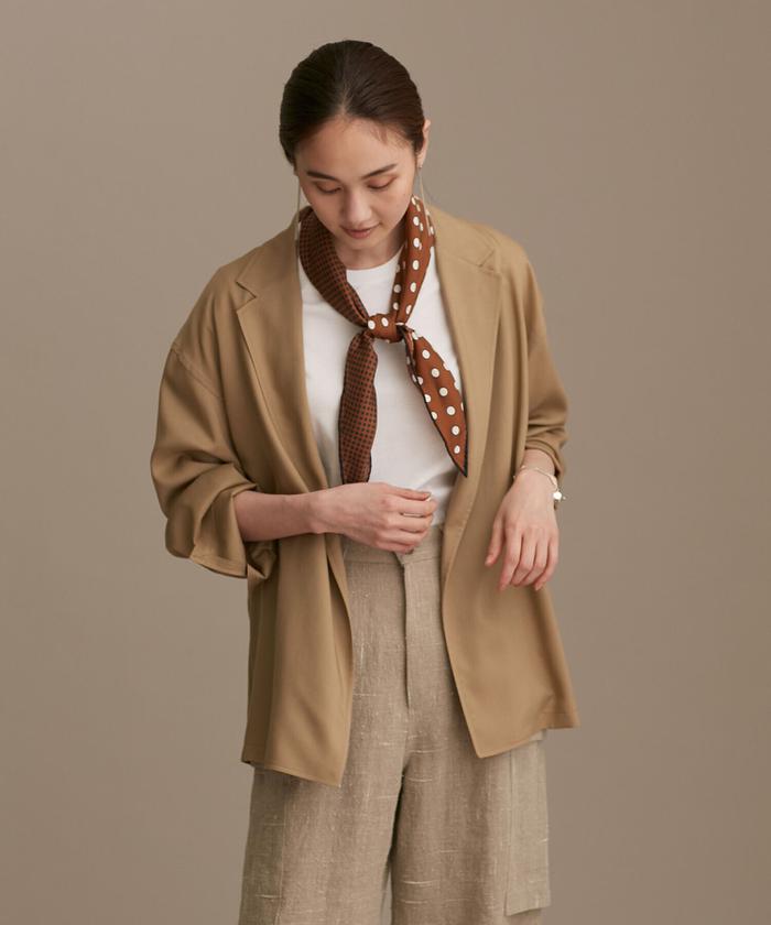 L＆B レザージャケット 3ボタン ベージュ レディース（BEAMS