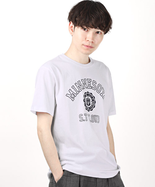 ラグスタイル LUXSTYLE カレッジロゴプリントTシャツ/Tシャツ