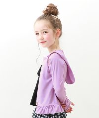 devirock/裾フリル長袖ジップラッシュガード 子供服 キッズ 女の子 水着 プールグッズ 長袖ラッシュガード /504664234