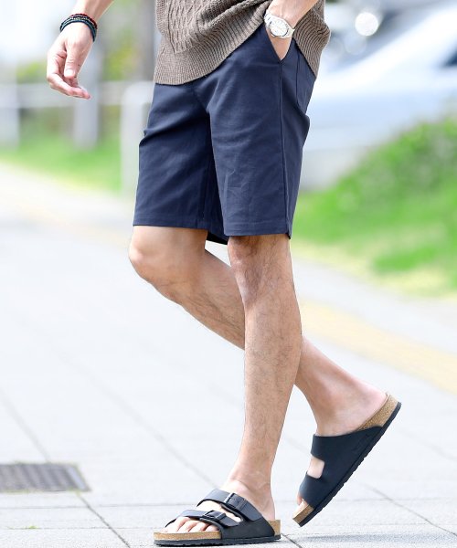 セール ストレッチ綿麻ショートパンツ リネン パンツ 麻パンツ 綿麻 膝上 短パン ワイド 薄手 ハーフパンツ メンズ ショートパンツ ジギーズショップ Jiggys Shop D Fashion