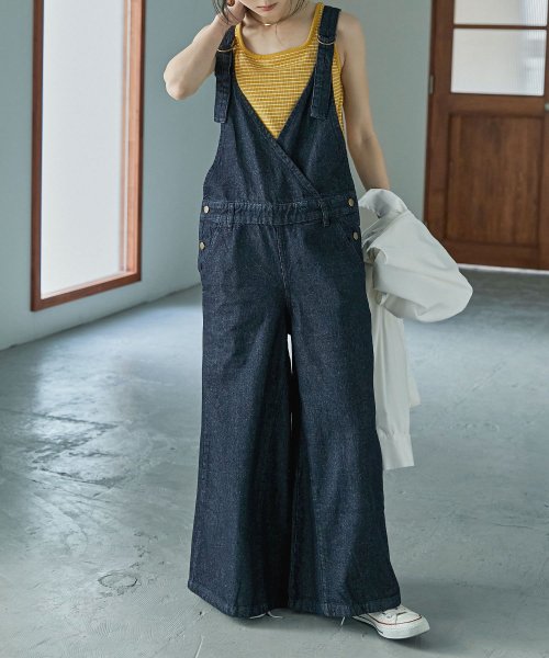 M 4l ゆるっと着こなす大人のデニムサロペット ゆったり 大きいサイズ オーバーオール サロペット 春夏服 レディース 3l 4l デニム パンツ サロペ ファッションレター Fashion Letter D Fashion