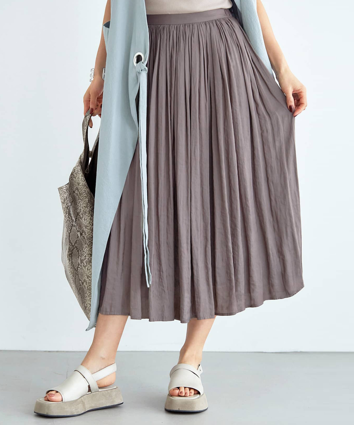 さや　STYLE DELI セットアップ　ジャケット&スカート 軽量ノーカラージャケット | おしゃれな大人レディース
