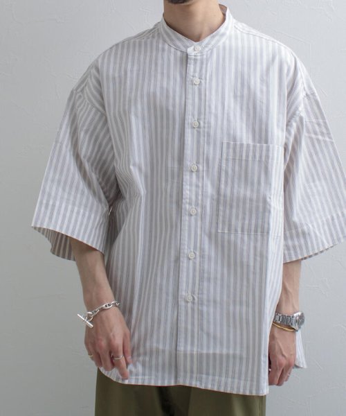 セール】【GLOSTER/グロスター】Vintage Stripe ビッグシャツ ショートスリーブ(504673334) | GLOSTER( GLOSTER) - d fashion