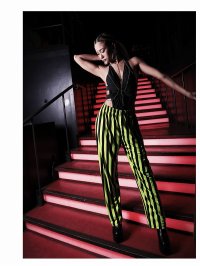 bombshell/ボムシェル bombshell パンツ・サルエルパンツ ストライプ ロングパンツ ボトムス ライン 脚長 クラブ ネオンカラー ダンス衣装 ウエストゴム コスチ/504679365