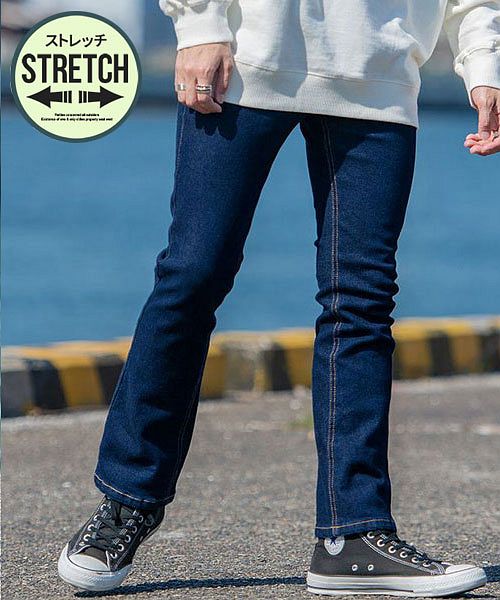 セール17%OFF】CavariA ストレッチデニムフレアパンツ メンズ フレア