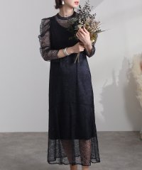 PourVous/プールヴー PourVous パワーショルダーパーティードレス大きいサイズ七分袖&ミモレ丈結婚式フォーマル ワンピース 20代 30代 40代/504682893