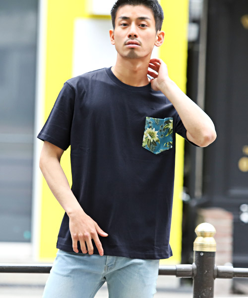 HUMAN ポケットのハートレタリングプリント半袖Tシャツ tシャツ Tシャツ 半袖 ハート 刺繍 ポケット メンズ レディース