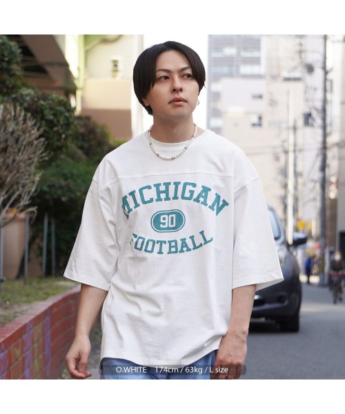 セール オーバーサイズ Tシャツ メンズ ビッグtシャツ レディース カレッジプリント フットボールtシャツ ビッグシルエット 半袖tシャツ トップス 半袖 カット ワンフォークロージング 1111clothing D Fashion