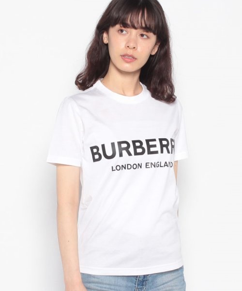 クーポン Burberry Burberry バーバリー ロゴプリント ホワイト Tシャツ レディース 半袖 バーバリー Burberry D Fashion