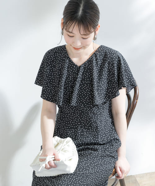 セール 20%OFF】F by ROSSO ドット柄ケープワンピース(504688628