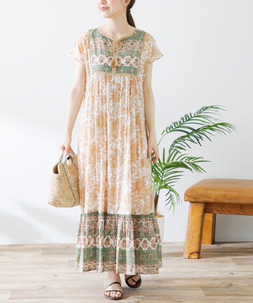 セール 40%OFF】エスニックフラワーコットンプリントワンピース