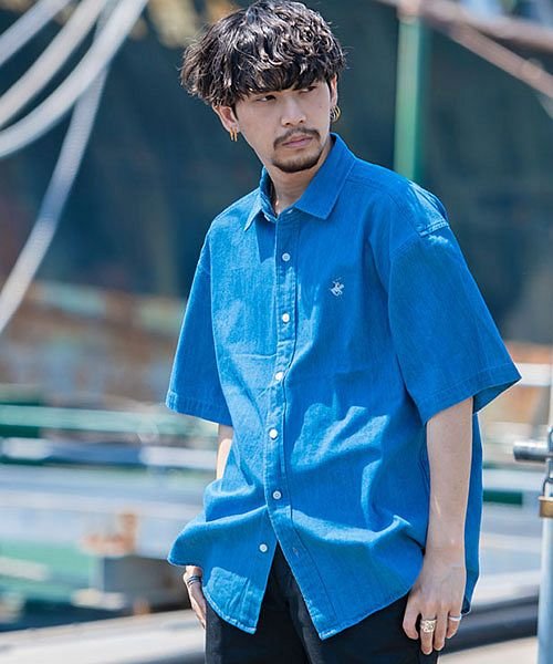 Beverly Hills Polo Club ワンポイント刺繍半袖デニムシャツ メンズ 半袖 Beverly Hills Polo Club ビバリーヒルズポ エスビーセレクト Sb Select D Fashion