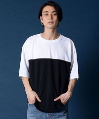 CavariA/CavariA シルケットポンチ配色切り替えクルーネック半袖ドロップショルダービッグTシャツ メンズ 半袖 無地 ブランド カジュアル 大人 おしゃれ ドロップ/504689153