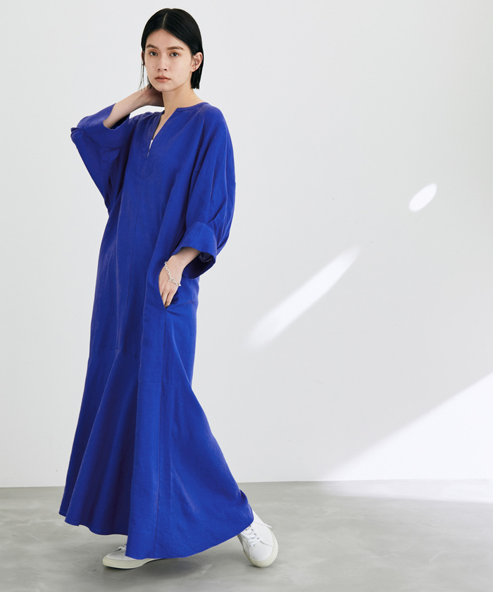 ☆美品☆ADAM ET ROPE' リネンボリュームスリーブワンピース黒フリー ADAM ET ROPÉ FEMME(アダム エ ロペ ファム) / 【逸品シリーズ