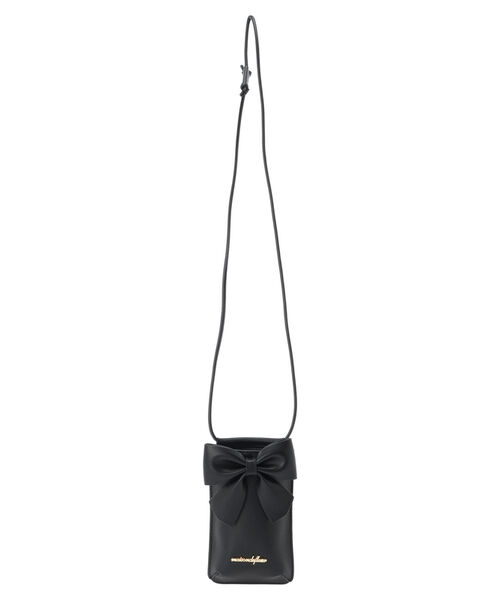 Maison de FLEUR - Maison de FLEUR canone 野薔薇で留めるスマホポシェット黒 セール】メゾン ド フルール Maison de FLEUR Fリボンスマホ