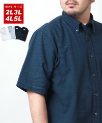 MARUKAWA/大きいサイズ 2L 3L 4L 5L 半袖 無地 ストライプ 綿麻 麻混 ボタンダウンシャツ メンズ カジュアル コットン リネン/504690993