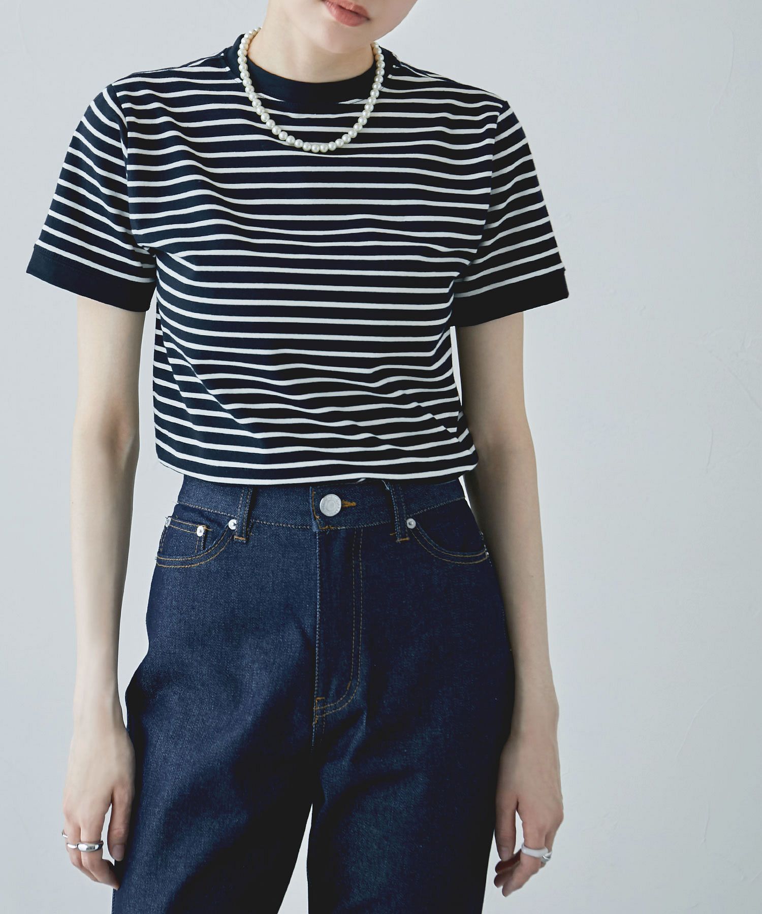 ボーダー tシャツ カットソー ストライプ レディース 半袖 春 夏 爽やか ティーシャツ オシャレ プルオーバー クルーネック 丸首 スリム カジュアル シンプル n1033.jpg