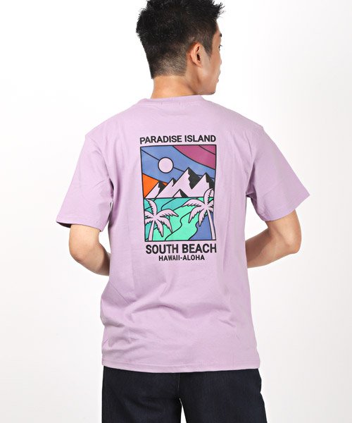 サーフイラストバックプリント半袖tシャツ Tシャツ メンズ 半袖 バックプリント サーフ イラスト ロゴ プリント ラグスタイル Luxstyle D Fashion