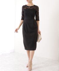 Lace Ladies/レースレディース Lace Ladies 五分袖サテンレースワンピースドレス/504696872