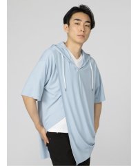 semanticdesign/アシメカッティング キーネック ルーズ半袖Tパーカー 半袖 メンズ Tシャツ カットソー カジュアル インナー ビジネス ギフト プレゼント/504699560