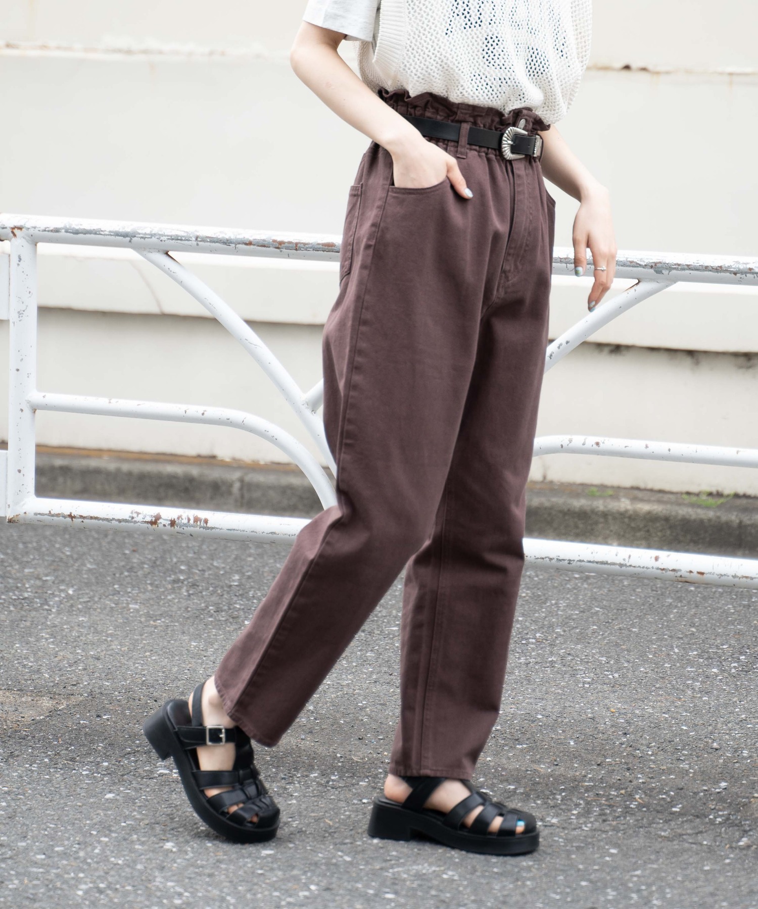 Alexander McQUEEN/ペーパーバックパンツ/ミニ丈/ハイウェスト-