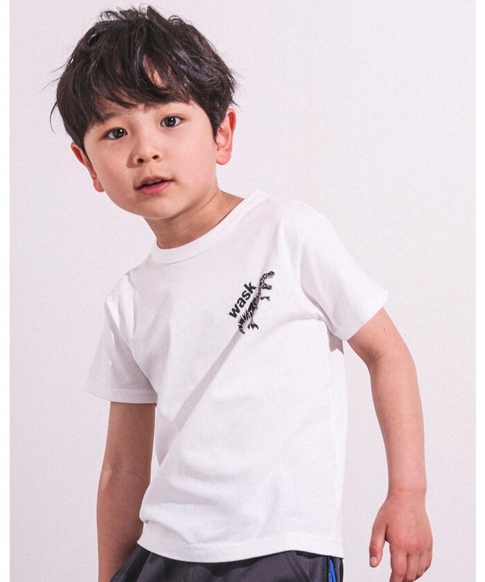 接触冷感 】 恐竜 化石 ツイン ロゴ プリント 天竺 Tシャツ（100